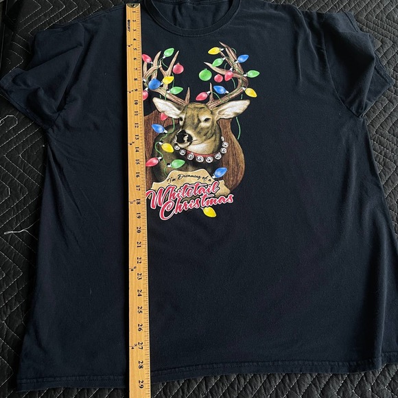 Christmas Shirt Adult Large Black Whitetail Hunting Buck Outdoor Graphic Tee - Picture 6 of 7